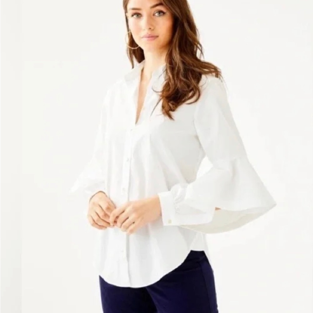 Lilly Pulitzer White Button-Down Top